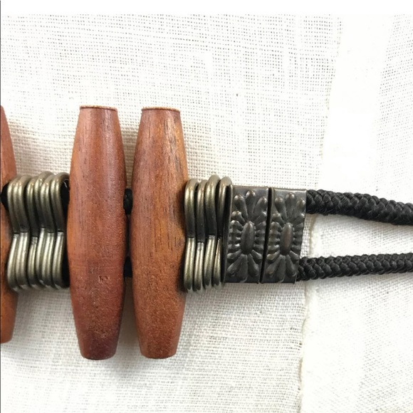 VTG Women Concho Belt Medallion Wood Bohemian 38” - Picture 6 of 8